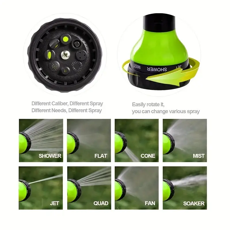 8 spray modes for pet washing sprayer - shower flat cone mist jet quad fan soaker